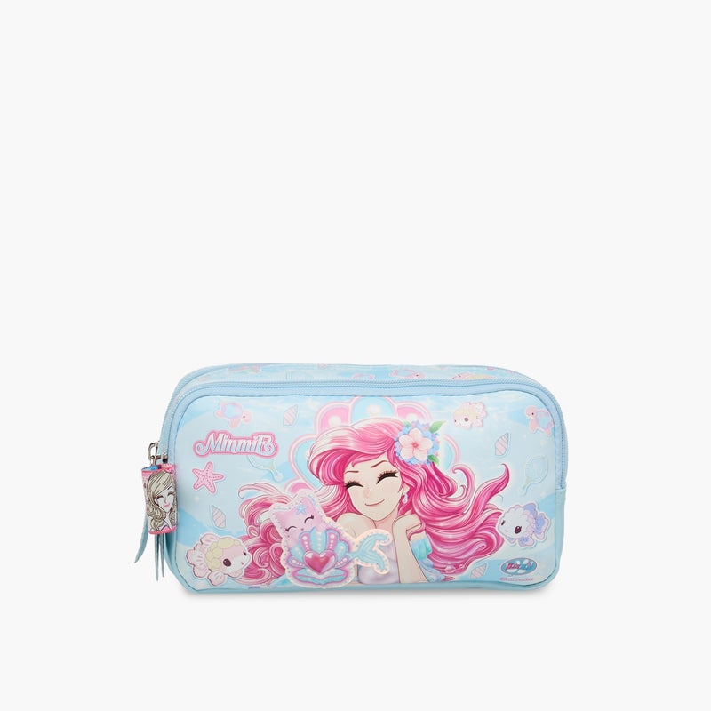 Minmie Mermaid- Pencil Case-1 Cmprt.-Printed-Rectangle (Pvc) Pastel Blue \ 22x7x12 - Image 1